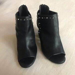 Fergie Black Studded Peep-Toe Mules